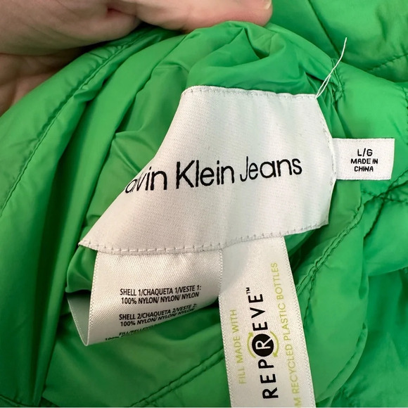 Calvin Klein Jeans Women’s Reversible Quilted Green Jacket Size L NWOT - Picture 5 of 13